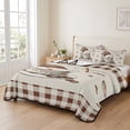 thumbnail image 2 of Full Quilt Set 78''x90'', Coffee Gnomes Lightweight Summer Bedspread Coverlet Set with 2 Pillow Shams, Farmhouse Brown Plaid Teacup Beans Breathable All Season Quilt Bedding for Bedroom/Guest Room, 2 of 9