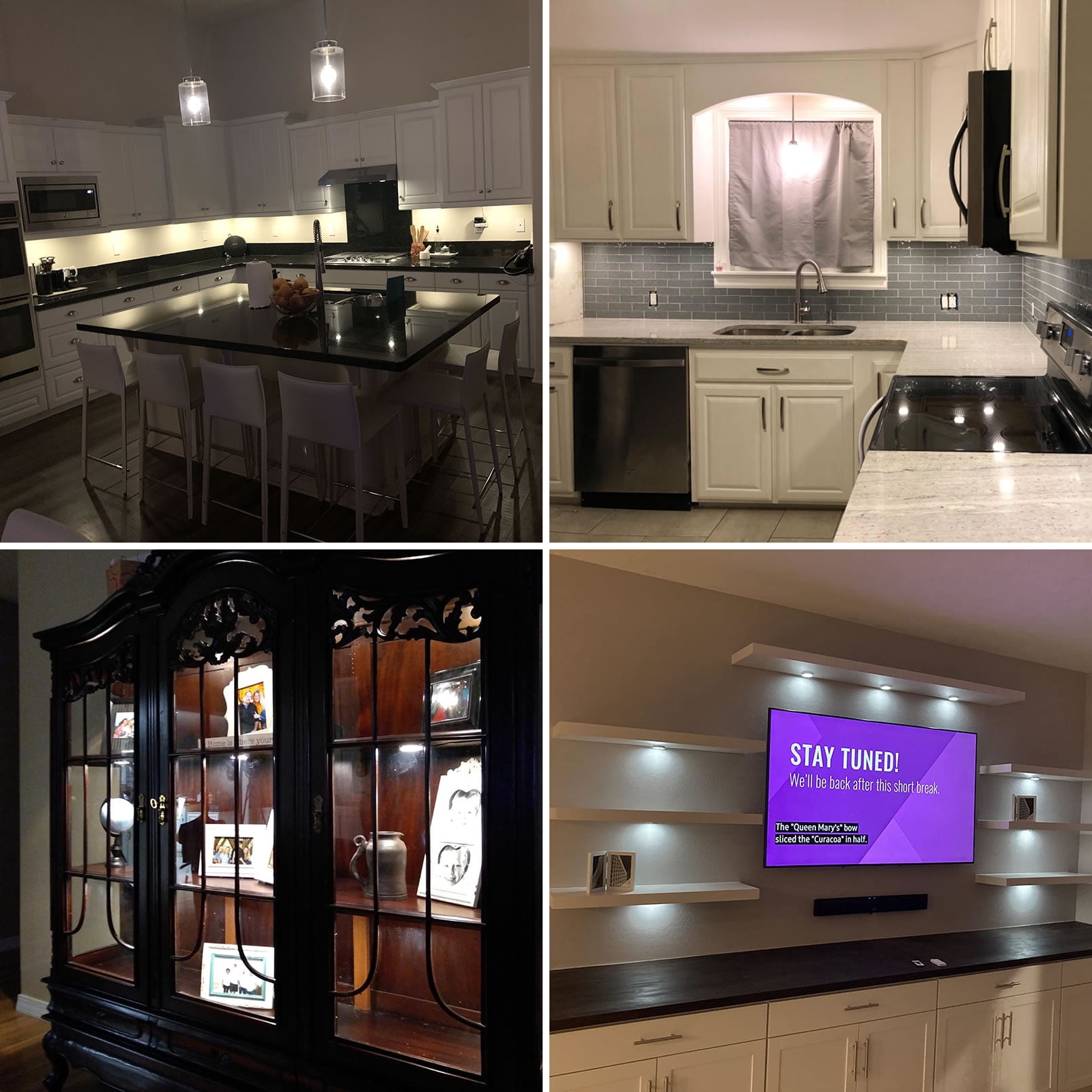 Lvyinyin Liquor Glass Shelf, China Cabinet Display & Decoration Light Fxiture, In Series Linkable Round LED Puck, Rotary Dimmer Switch, 110V Hardwired & Wall Plug in, 6-light-kit, Warm White 2700K