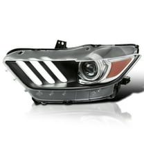 Spec-D Tuning Left Driver Side Black Projector Headlight w/ LED Bar Compatible with 2015-2017 Ford Mustang