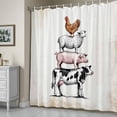 thumbnail image 5 of Farm Animals Shower Curtain, Cow Pig Chickens Country White Brown Distressed Waterproof Shower Curtain Set with 12 Hooks Lightweight Bath Curtains Fabric Bathroom Decor 72x72 Inches, 5 of 9