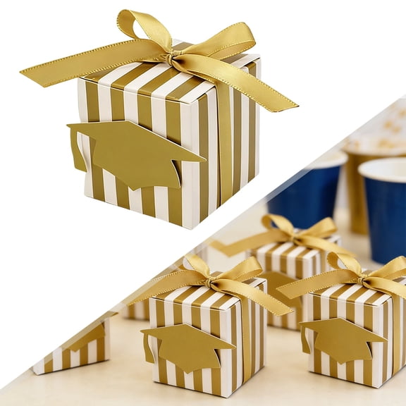 Goowood Graduation Party Favors 2026 Cap Candy Box Gold Mini Graduation Caps Gift Box for Guests