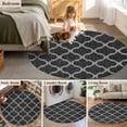 thumbnail image 5 of Round Rugs 6Ft, Black Morocco Round Area Rug Washable Indoor Throw Carpet, Boho Vintage Quatrefoil Geometric Plaid Soft Non Slip Circle Rug for Office Cabinet Home Decor Aesthetic, 5 of 8