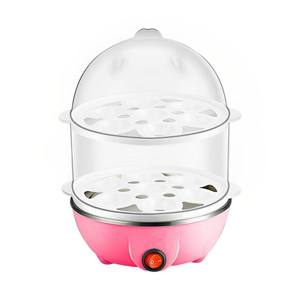 Bewildely Caldera de 7 huevos, olla eléctrica de calentamiento rápido para huevos, cazador furtivo portátil de doble capa, herramientas de cocina de Electrodomésticos Rosa/Doble Capa Bewildely HA078705-08
