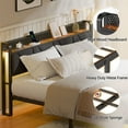 thumbnail image 6 of Satifur King Bed Frame with Upholstered Storage Headboard, Metal Platform Bed Station with Charging Station & LED, Noise-Free.No Box Spring Needed, 6 of 8