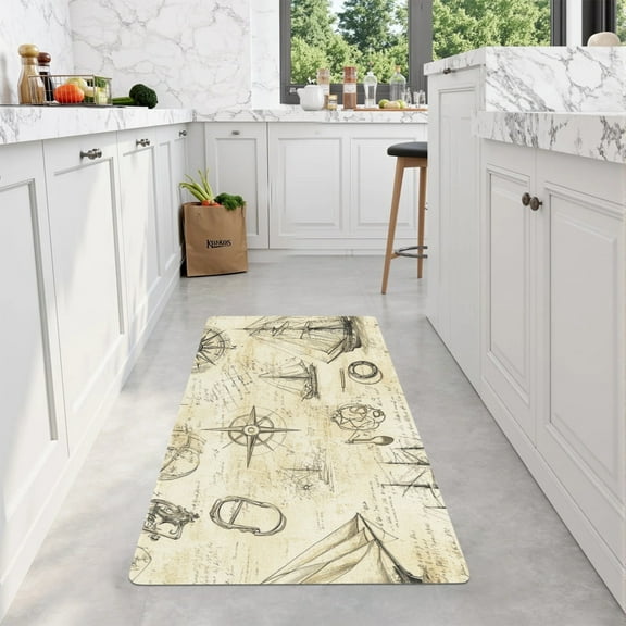 Long-sleeve rubber bottom kitchen mat