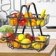 thumbnail image 5 of Cesta de Frutas de Doble Capa con de Madera, Estante de Almacenamiento Multifuncional, Organizador de Encimera, Fruta de Metal Resistente, 5 of 5