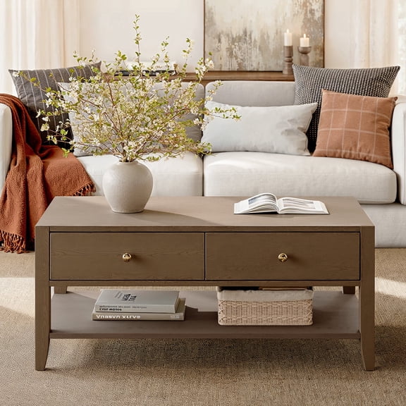 ModernMate 42" Farmhouse Coffee Table with Storage, Walnut