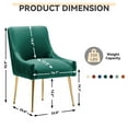 thumbnail image 2 of SEYNAR Modern Glam Pleated Velvet Dining Chair Set of 2, Tufted Upholstered Side Accent Kitchen Chair for Living Room(Deep Green), 2 of 5