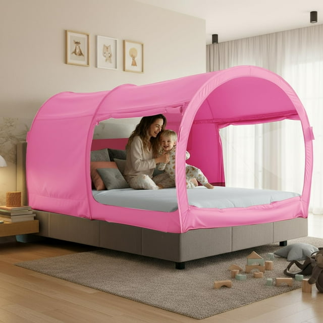 Tienda de Cama LEEDOR Dream Tents Dosel Refugio Cabaña Rosa para Cama Individual