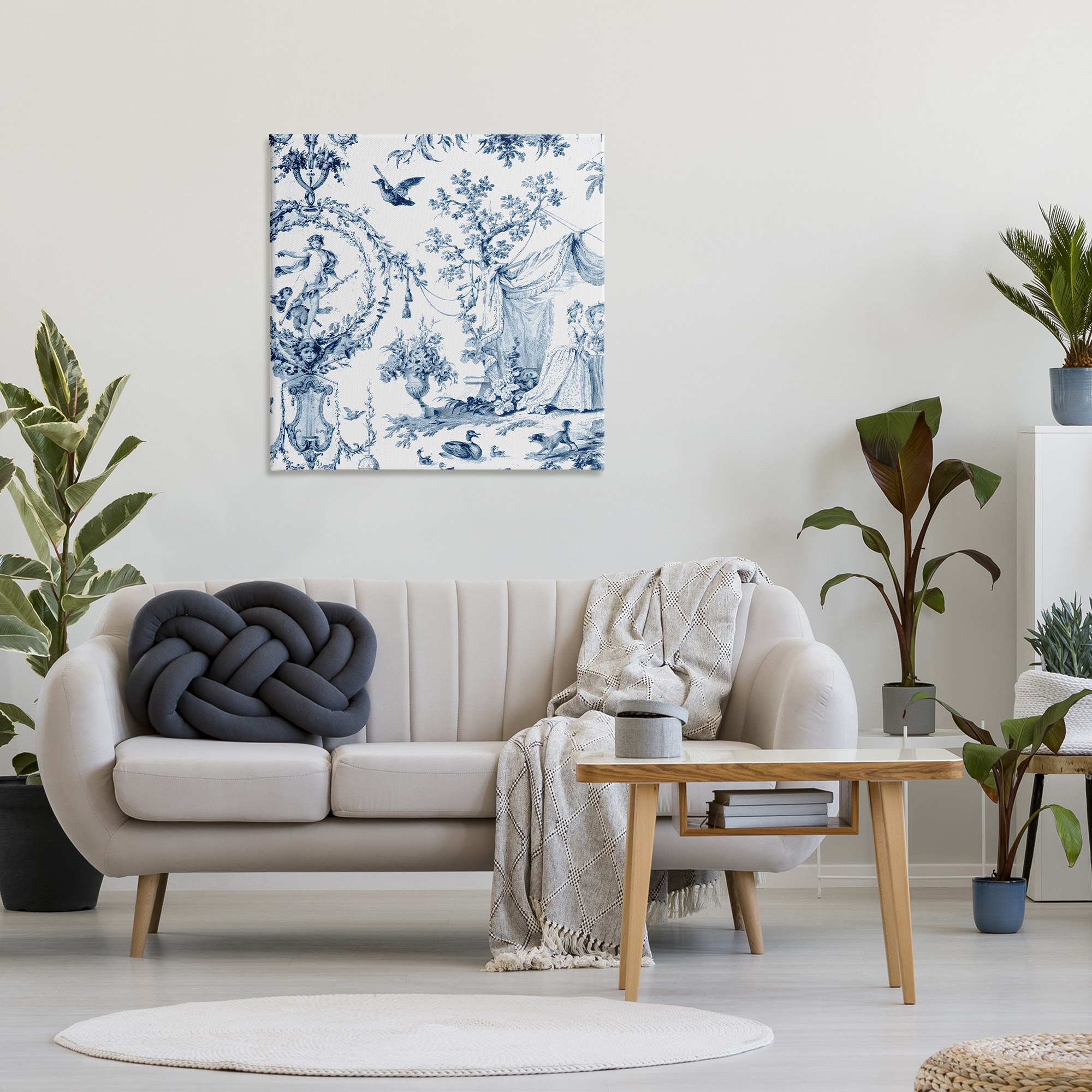 Classic Toile Scene Canvas Wall Art, design by Vintage Hustle