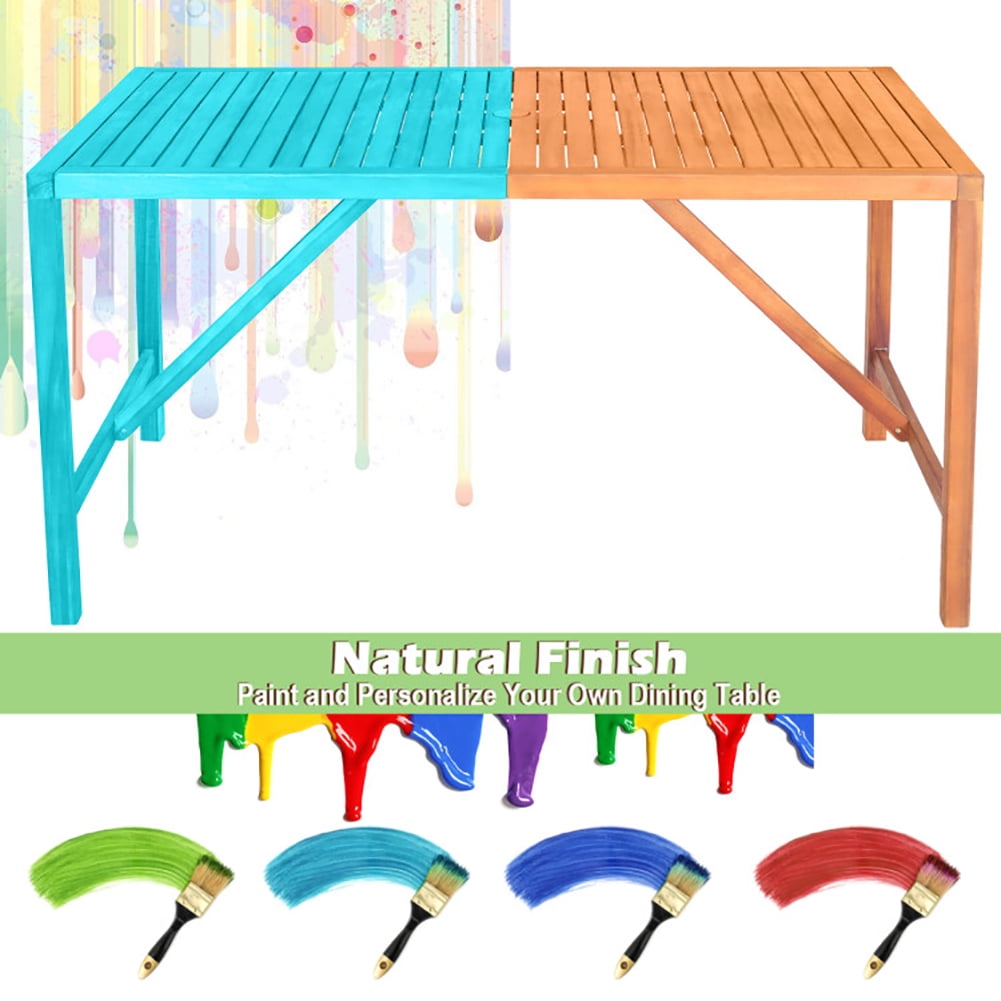 Aimee Lii 55 Inch Patio Rectangular Acacia Wood Dining Table with Umbrella Hole, Outdoor Patio Furniture Aimee Lii 55 Inch Patio Rectangular Acacia Wood Dining Table with Umbrella Hole, Outdoor Patio Furniture