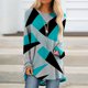 thumbnail image 1 of ICHUANYI Liquidación Mujeres Moda Casual Socket Geometría Impreso Manga Larga Cuello Redondo Tops ICHUANYI WER202308250254, 1 of 5