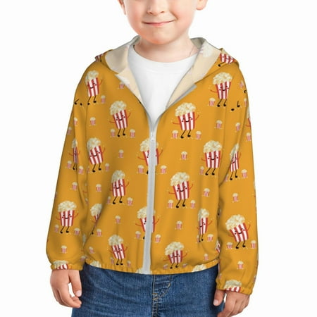 

Vsdgher Cute Popcorn Kids Sun Protection Hoodie with Zip Rash Guard Tops Children s Long Sleeve Sun Protection Clothing - 3 Years
