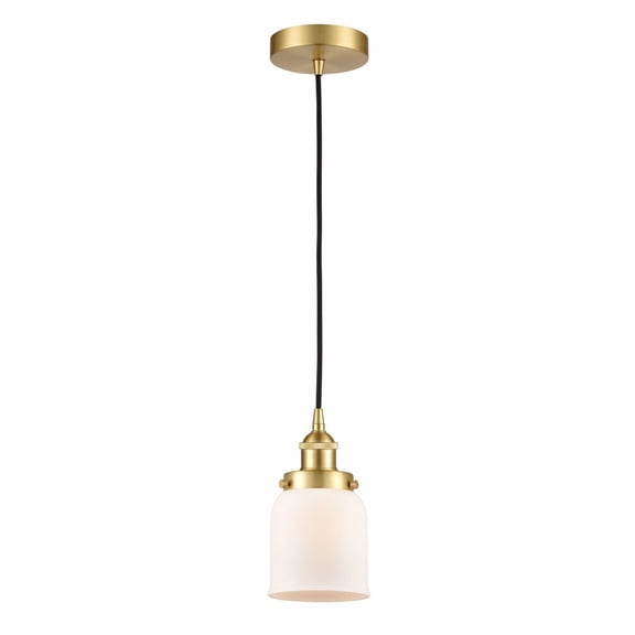 616-1PH-SG-G51-LED-Innovations Lighting-Bell - 1 Light Mini Pendant In Industrial Style-10 Inches Tall and 5 Inches Wide Satin Gold Matte White