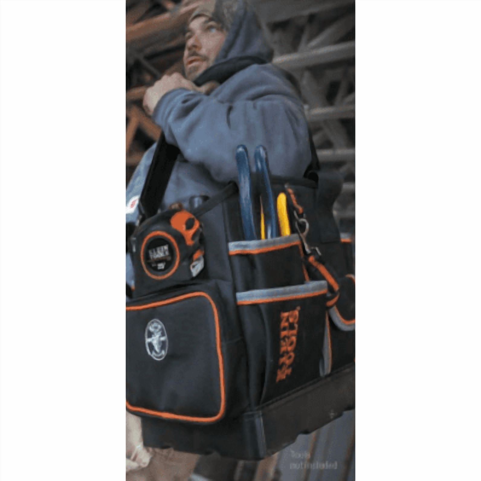 Klein Tools Tradesman Pro 10-1/4 in. W x 12-1/4 in. H Ballistic Nylon Tote Bag 40 pocket Black/Orange