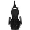 thumbnail image 4 of YFNNUP Womens Witch Costume Dress Off Shoulder Mesh Tulle Tutu Gown Classic Halloween Costumes with Witch Hat Black,M, 4 of 5