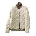 thumbnail image 3 of Juebong Womens Puffer Jacket Lightweight Long Sleeve Quilted Jackets Button Down Fall Spring Warm Coats Outerwear with Pockets Beige,XL, 3 of 8