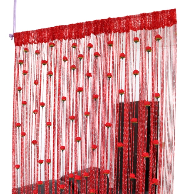 Advancent Cortina romántica para puerta con diseño de rosas, cortina de privacidad, cortina individual móvil, separador de mosquitos, Sombras de ventana rojo