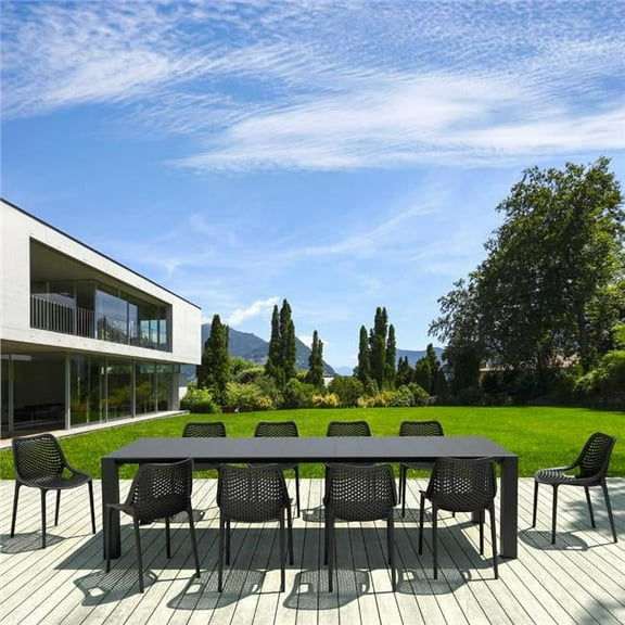 Air Extension 11 Piece Dining Set in Black