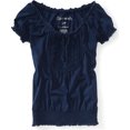 thumbnail image 1 of Aeropostale Blusa campesina con ojales sólidos para mujer, azul, grande, 1 of 1