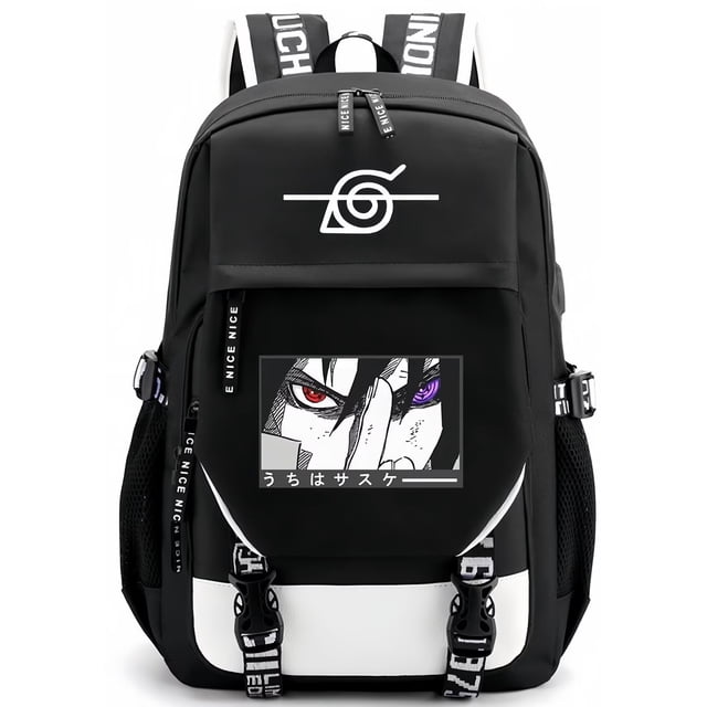 Mochila Huoying Naruto Sasuke de piel sintética de gran capacidad