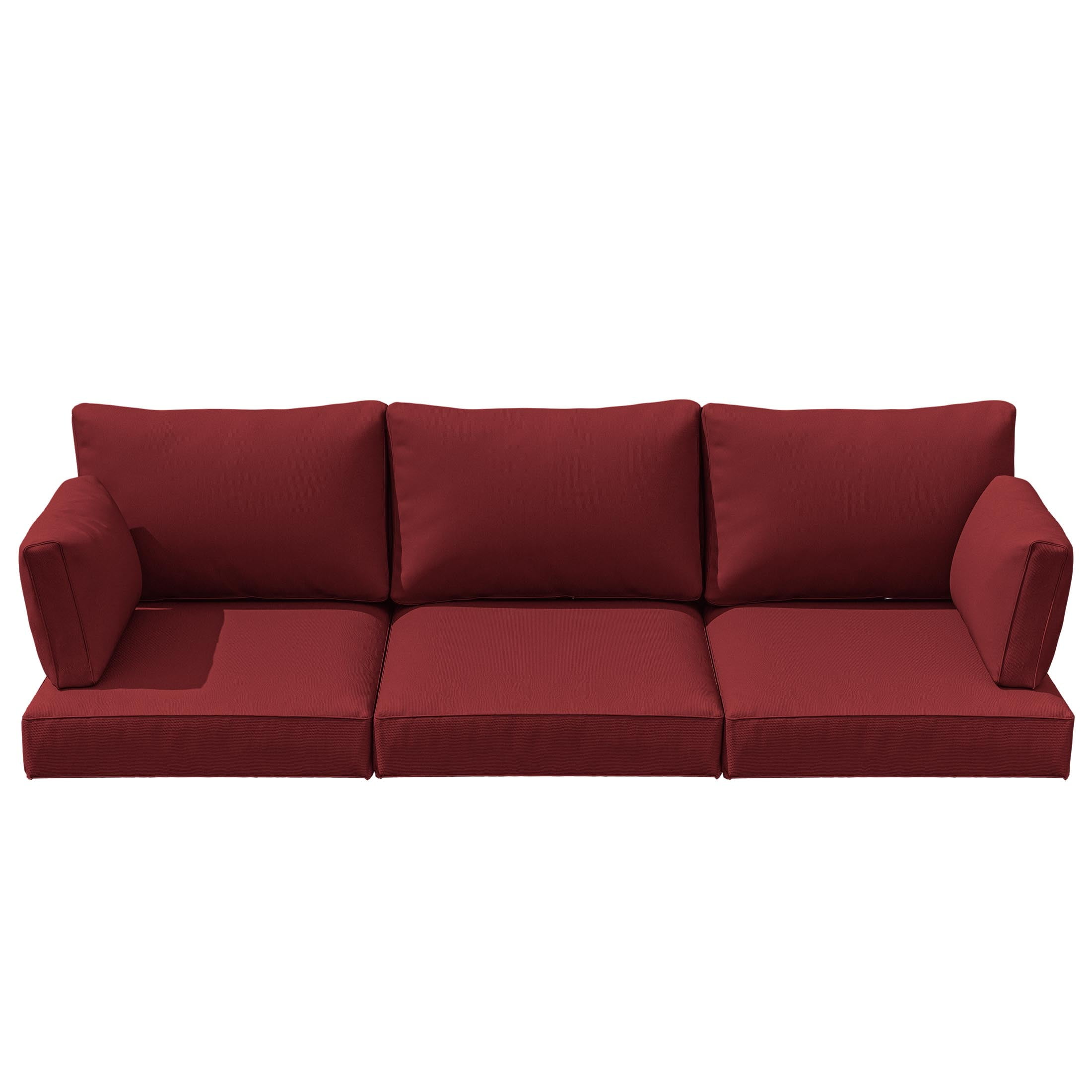Pakunoda Outdoor Cushions Replacement, 8 Piece Sectional Cushion Fits 3-Seat, 4” Foam Deep Seat, for Patio Rattan Wicker Replacement Cushion, Liner&Cover, Burgundy