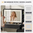 thumbnail image 6 of Modern Glass Top Vanity Desk with LED Mirror and Touch Switch, Makeup Vanity Table with Storage Drawers, Bedroom Dressing Table with Cruved Design, 6 of 9
