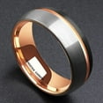 thumbnail image 2 of Wedding Ring Men Women 8mm Domed Black Gray Rose Gold Tungsten Wedding Band, 2 of 3