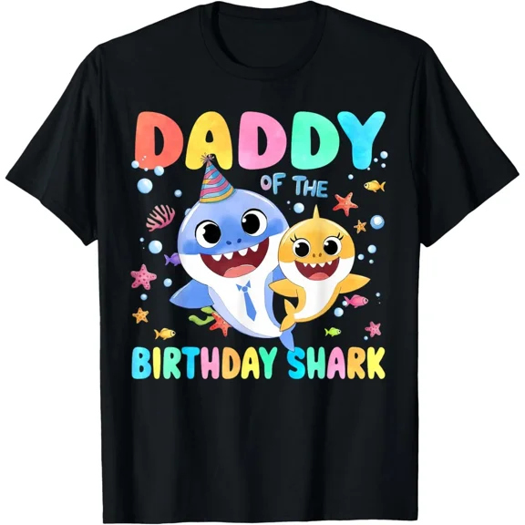 Daddy Of The Birthday Shark Funny Family Matching Party Graphic Unisex T-Shirt ,up to size 5XL