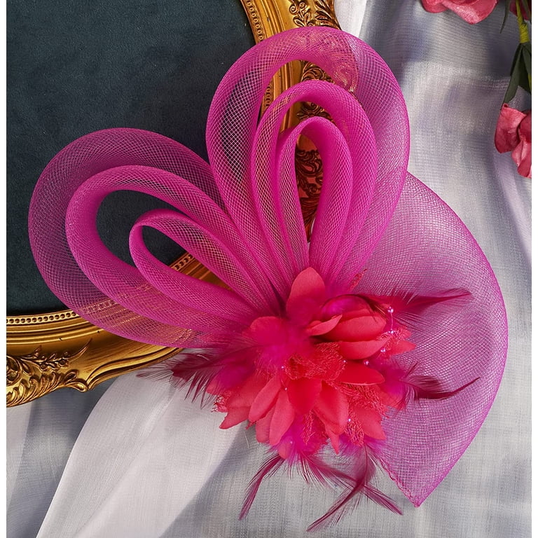 Tulle Feather Fascinator Hat with Headband and Clip for Derby Tea Party Wedding Fascinators Hats Flower Hair Clip Feathers Tea Party Wedding  main image 3