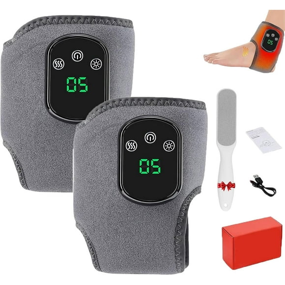 Appareil de Massage pour les Pieds, Sans Fil Portable pour Talon, Voûte Plantaire et Cheville, 3 Modes de Vibration avec 5 Niveaux de Chaleur, Lot de 2