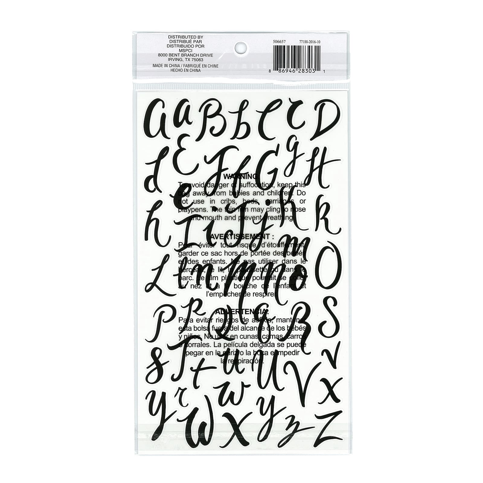 Recollections Black Hand Script Alphabet Stickers, 12 Packs: 208 ct. (2,496 total)