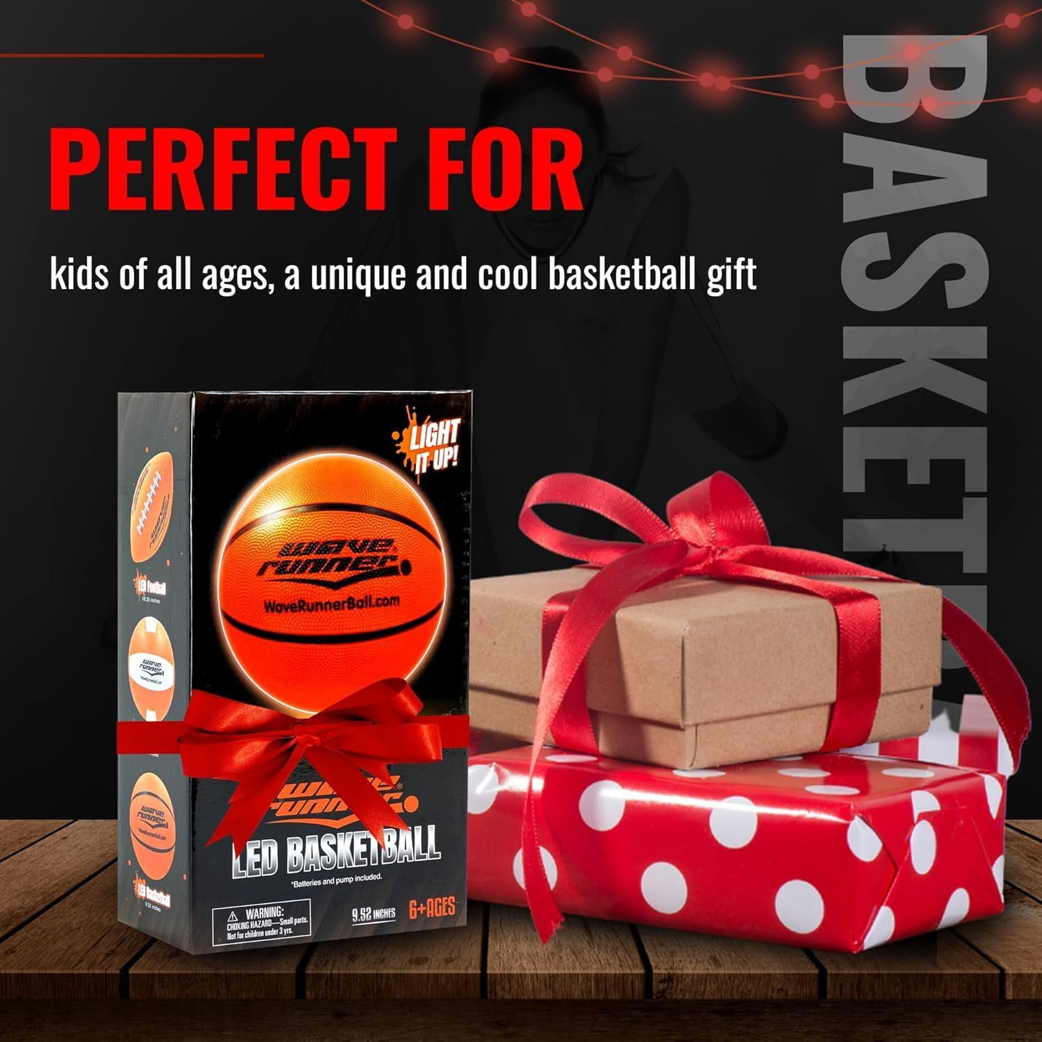 Light Up LED Basketball, Glow in the Dark with Pump and Batteries Included, Cool Sports Gift for Boys Ages 8-15