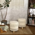 thumbnail image 3 of REDEARTH Foot Stool -Handmade Wooden 4 Legs Tufted Seat Footrest for Living Room, Bedroom, Nursery, kidsroom, Patio, Gym; 100% Cotton (16x14x14; Natural), 3 of 8