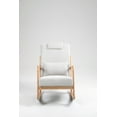 thumbnail image 5 of Upholstered Rocking Chair Nursery, Linen Fabric Rocking Armchair with High Backrest , Glider Rocker Chairs with Lumbar Pillow for Living Room, Bedroom,Balcony, Office, Beige, 5 of 8