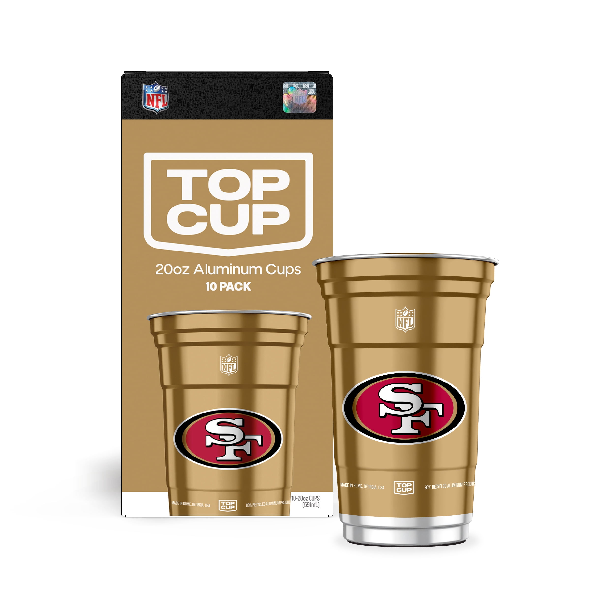 Top Cup NFL San Francisco 49ERS Aluminum Party Cups, 20oz, 10 count