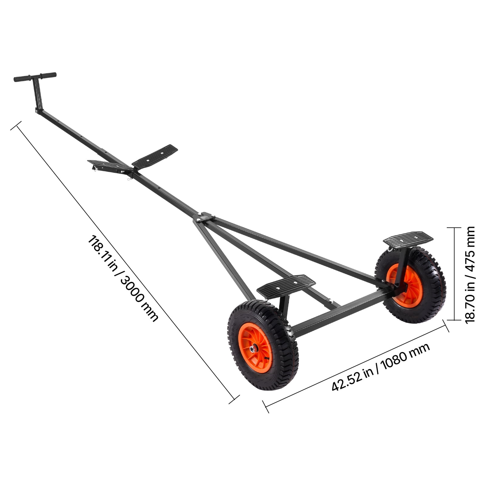 VEVOR Boat Trailer Dolly, 420lbs Load Capacity, Carbon Steel Trailer Mover with Adjustable Length, 15.7 in Pneumatic Tires and Nonslip Support Bracket, for Moving Kayak Motorboat Fishing Boat