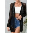 thumbnail image 3 of Women'S Summer Crochet Cardigan Sweater Long Sleeve Open Front Boho Cover Up Black L, 3 of 8