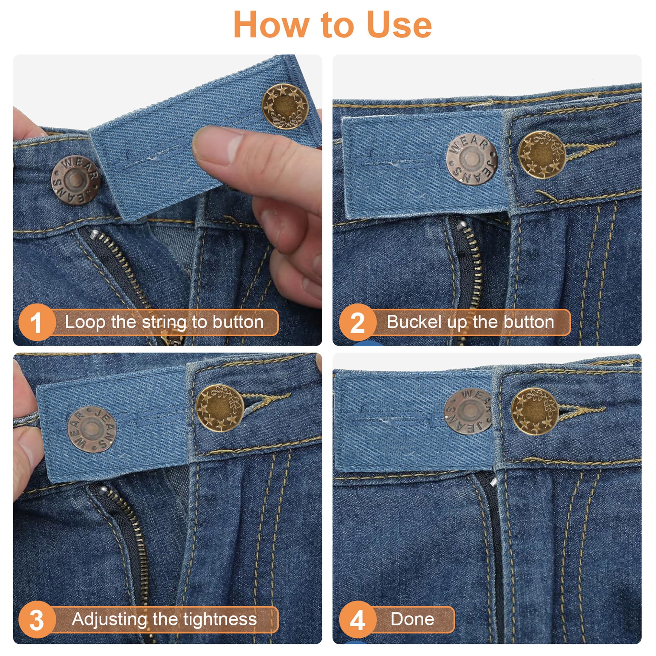 41pcs Waistband Extenders, EEEkit Blue Button Fabric Waist Extenders for Men Women Pregnancy Jeans Skirt Collar Dress