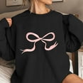 thumbnail image 2 of Moxiu Cute Bow Graphic Sweatshirts for Women Aesthetic Crewneck Sweatshirt Long Sleeve Kawaii Pullover Tops Teen Girl Spring Shirts 2025 Black,XL, 2 of 5