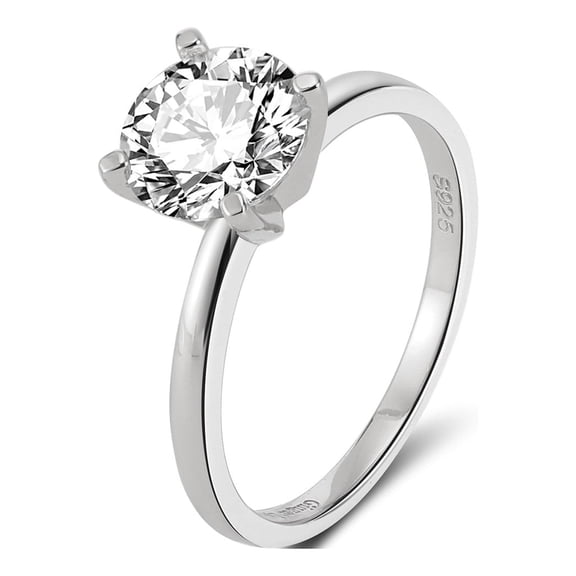 Amore Solitaire Engagement Ring for Women Moissanite Sterling Silver Ginger Lyne Collection