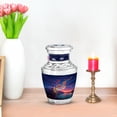 thumbnail image 7 of JAGASY Music Blue Urn for Funeral & Cremation - Keepsake Bird Urns for Burial - Small Musical Notes Urn for Mom, Dad Cremation - Tiny Sunset Urns for Loved Ones Remains - 3 Inch, 7 of 7