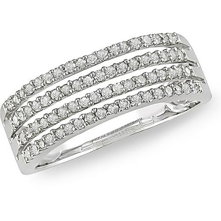 Miabella 3/8 Carat T.W. Four-Row Diamond Ring in 10kt White Gold