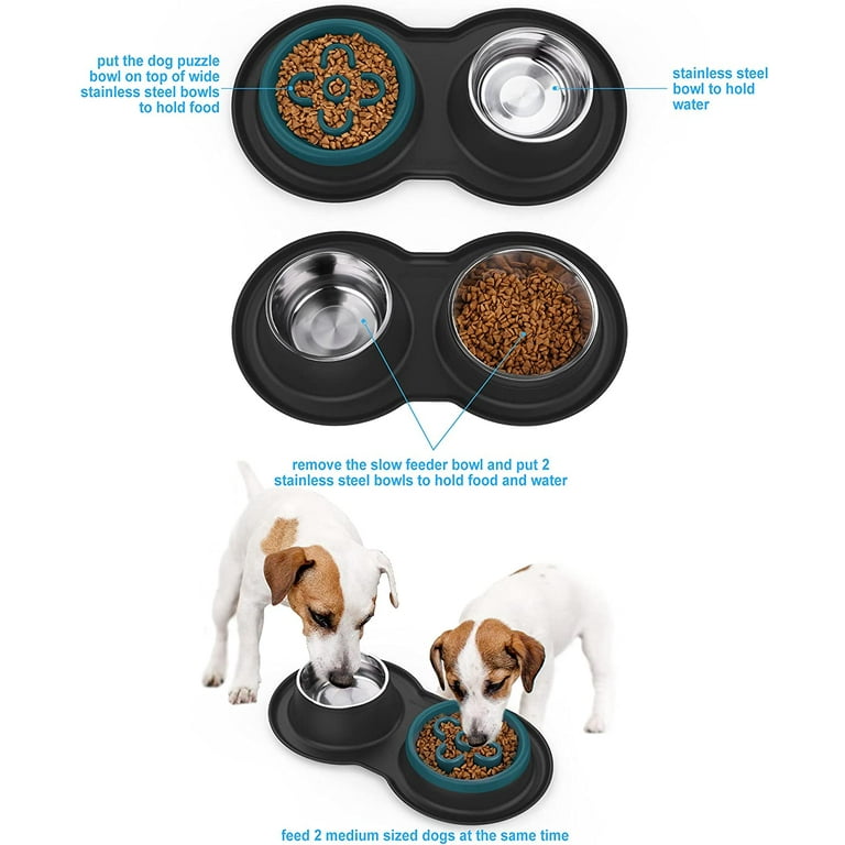 The Burly Brand Slow Feeder Dog Bowls Large Breed to Small Breed with  Spatula - No-Gulp
