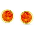 thumbnail image 2 of Bling Jewelry Womens Minimalist Round Orange Fire Opal Stud Earrings Gold Plated, 2 of 5