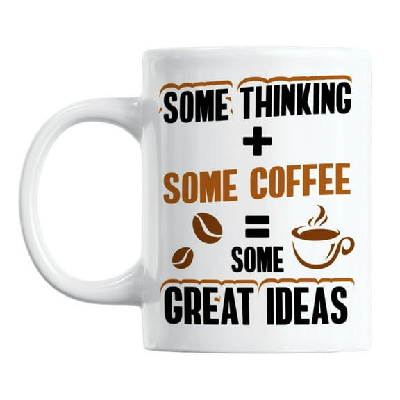 Coffee & Great Ideas White Ceramic Coffee & Tea Mug for Meetings (11oz)