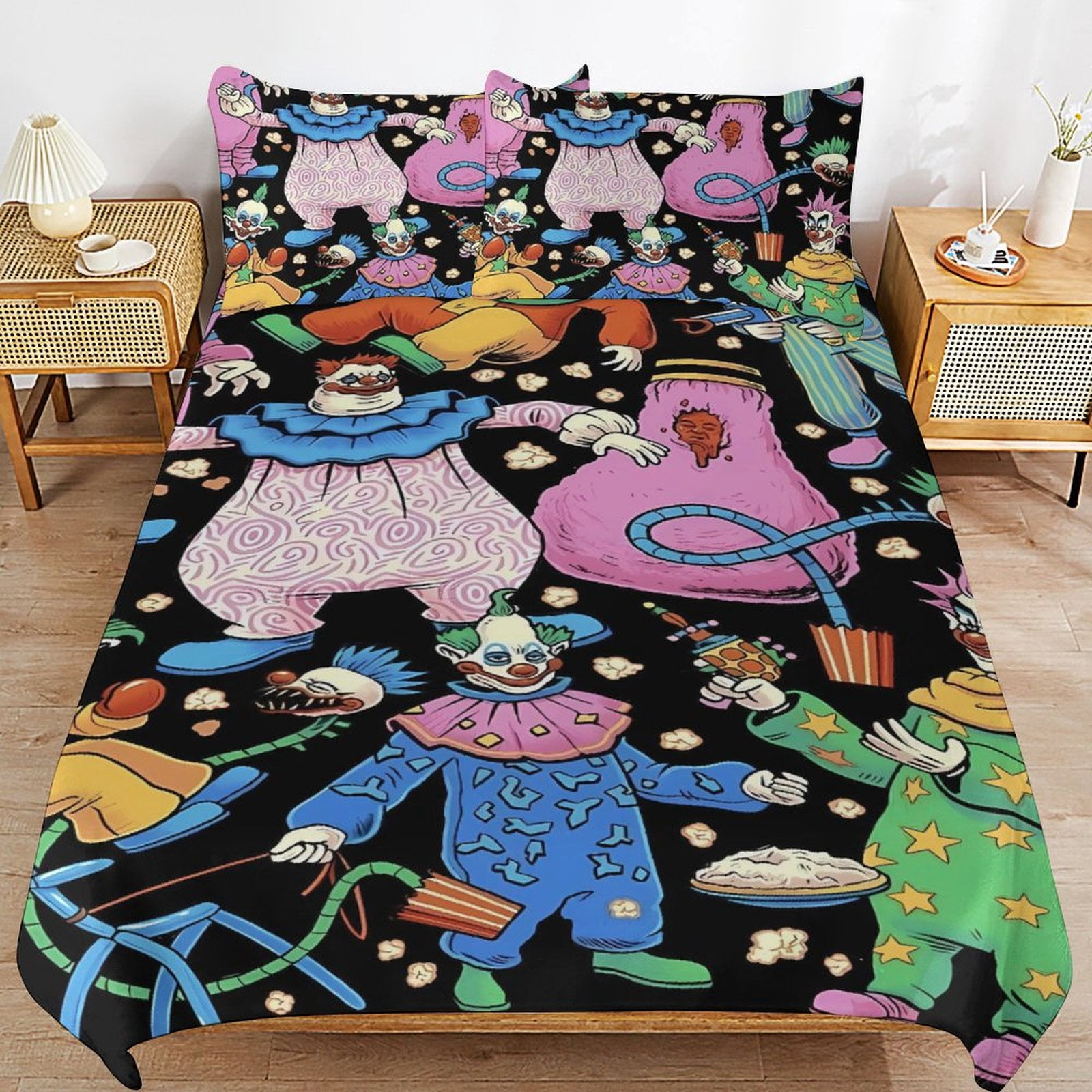 Space Killer Clown 3-Piece Bedding Set (1 Duvet Cover + 2 Pillow Shams) Soft And Skin-friendly Breathable And Dry Bedding for A Comfortable Night's Sleep Twin Size (86"x70")