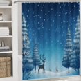 thumbnail image 5 of Christmas Elk Theme 4Pcs Shower Curtain Set Shower Curtain Set with Carpet Bath Mat, 5 of 8