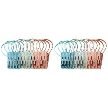 24 Pcs Clothesline with Clip Outdoor Clips Plastic Pin Hanging String Fixed Wind Big Towel
