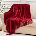 thumbnail image 1 of Knit Diamond Pattern Decorative Throw Blanket for Couch Chair Sofa Home Decor (Red, 50"x60"), 1 of 7